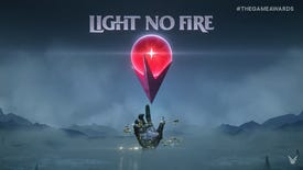 The key art for Light No Fire, a fantasy game from Hello Games - it looks like a hand reaching up towards a glowing ball