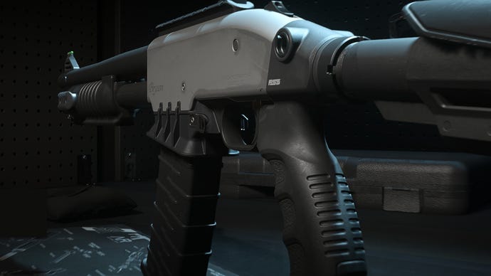 A close-up of the Bryson 890 Shotgun in the Modern Warfare 2 Gunsmith screen.