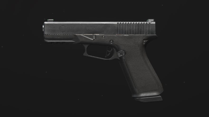 A close-up of the COR 45 Pistol in Modern Warfare 3.