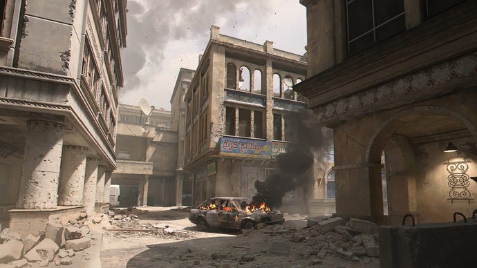 An establishing shot of the Modern Warfare 3 map Invasion.