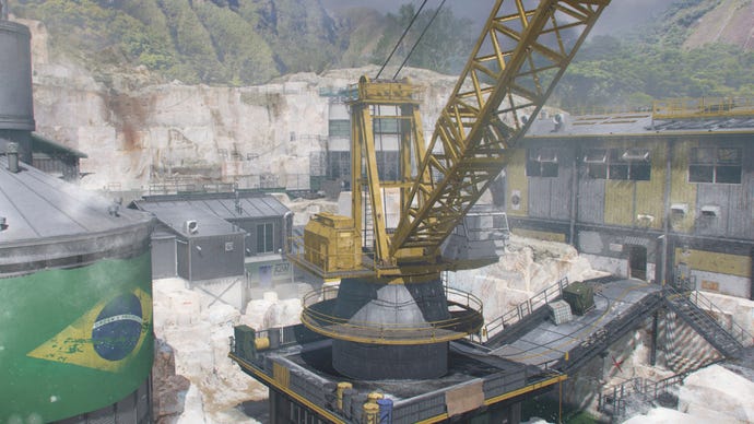 An establishing shot of the Modern Warfare 3 map Quarry.