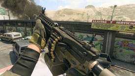 The player in Warzone 2.0 inspects their weapon, the 556 Icarus.